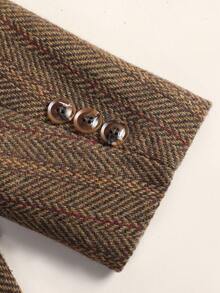 Camel Wool Blazer Jacket For Women, High-End Elegant Celebrity Style, Waist Cinched Slim Fit, 2025 New Arrival, Woolen Suit Top - Brown - View 4