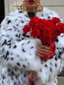Chaqueta nueva de otoño/invierno con estampado de leopardo de piel sintética, abrigo de parka esponjoso