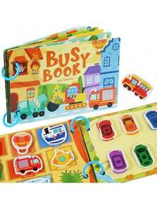 蒙特梭利婴儿忙碌书，我的第一本安静书，粘贴式早教玩具，儿童玩具，婴儿配对游戏 - 彩色 - 查看 2