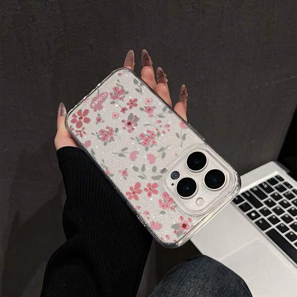Pink Ditsy Floral Phone Case Compatible With Iphone 14 Pro Max, 16 Pro Max, Suitable For Men; Compatible With Iphone 13/14/12, Suitable For Women; Compatible With Iphone 11 Pro Max, Electroplated Button, Shock-Proof, Heat Dissipation Compatible With Iphone 15 Pro Max, 16 Plus