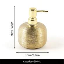 Luksusowy, szczotkowany, galwanizowany, ceramiczny dozownik do mydła w kolorze szampańskiego złota, butelka na mydło w płynie do łazienki w hotelu, srebrna butelka z pompką do balsamu, butelka na żel pod prysznic, okrągła, antypoślizgowa dekoracja blatu, wysokiej klasy dozownik do mydła w płynie z pompką