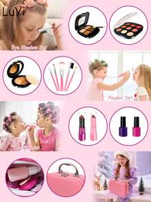 Kids Role Play Makeup Toy Set (No Real Cosmetics), Girls Pretend Makeup Toy Combo, Gift For Girls Birthday/Holiday/Halloween/Christmas