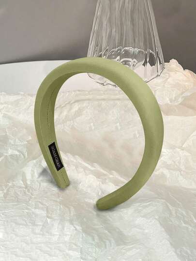 1件宽边女士发带，高档绿色头带，高骷髅头洗脸压发头饰，发带发箍，秋季，发饰