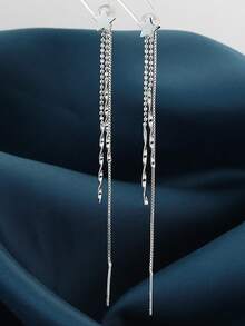 1 对 S925 纯银星星和蝴蝶流苏耳环，适合女士，长垂坠穿线耳环，适合日常佩戴、返校、旅行、周年纪念、情人节、感恩节、圣诞节