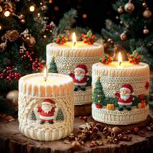 1 pieza Molde de vela en forma de cilindro de Papá Noel, para modelado de lana, manualidades de jabón, yeso y resina, adornos y regalos hechos a mano creativos