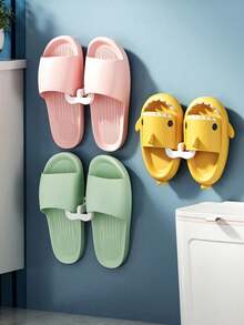 1pc/3pcs Bathroom Slippers Rack, Wall Mounted No Drilling Required, Toilet Door Hanging Drainage Shelf, Storage Organizer Rack, Wall Hook