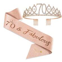"Talk Thirty To Me" Sash & Rhinestone Tiara Set - 30th Birthday Gifts Rose Gold Glitter Birthday Sash For Women Birthday Party Favors
