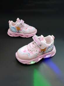2025秋冬新款美式女童夜光运动鞋，休闲时尚儿童LED发光跑步鞋 - 粉色 - 查看 2