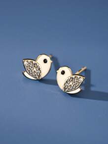 1 Pair 925 Sterling Silver Delicate Chic Versatile Niche Bird Stud Earrings For Women, Gift For Friends