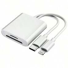 1pc 2-In-1 OTG Card Reader With Dual Card Slots, Supports SD And TF Cards, Suitable For PC/Laptop/, Plug And Play Without App Required - White - View 1