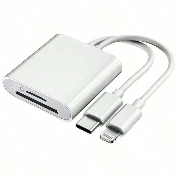 1pc 2-In-1 OTG Card Reader With Dual Card Slots, Supports SD And TF Cards, Suitable For PC/Laptop/, Plug And Play Without App Required