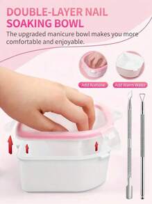 1/2/3 件手指形美甲卸甲碗套装，专业凝胶抛光浸泡碗，带角质层推刀和剥皮器，耐用的沙龙级美甲工具，用于丙烯酸/凝胶去除，非常适合家庭指甲护理和专业沙龙（圣诞节美甲套装、情人节美容礼物） - 彩色 - 查看 1