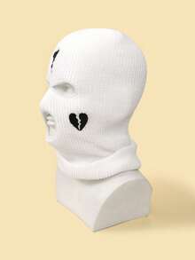 1pc/2pcs Men's Black Knitted Balaclava Ski Mask With Gun & Broken Heart Embroidery-Great For Winter, Skiing, Snowboarding, Cosplay, Streetwear