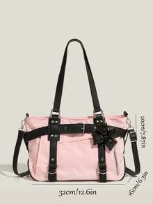 2024 Neue Studentenhandtasche Frauen Große Kapazität Schulter Umhängetasche Süße Motorradtasche Minimalistisches Design Pendler Shopper