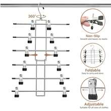 Pants Hanger With Hooks, Space Saving Hanging Closet Organizer - 6-Tier Skirt Hanger With 360° Rotating Hook, Wardrobe Organizer - Clothing Hanger - Must-Have For College Dorms And Apartments - Black - View 6
