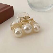 1 Piece Elegant Sweet Style Polished Plastic Hair Hook Clip With Imitation Pearls, Oval Fashion Hair Accessory For Women, Single Piece Hair Clip Clip For Thick Or Thin Hair Styling Tools - trắng - Xem 5