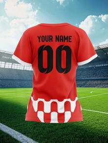 2025 Customized Sports Jersey, Summer Outdoor Sports Singlet Short Sleeve, Women's Sports Team Club Training Jersey Top With Front & Back Printed Name & Number, Breathable Quick-Dry Casual Everyday Wear, Party Outfit, Comfortable Fit, Red & White Contrast Color