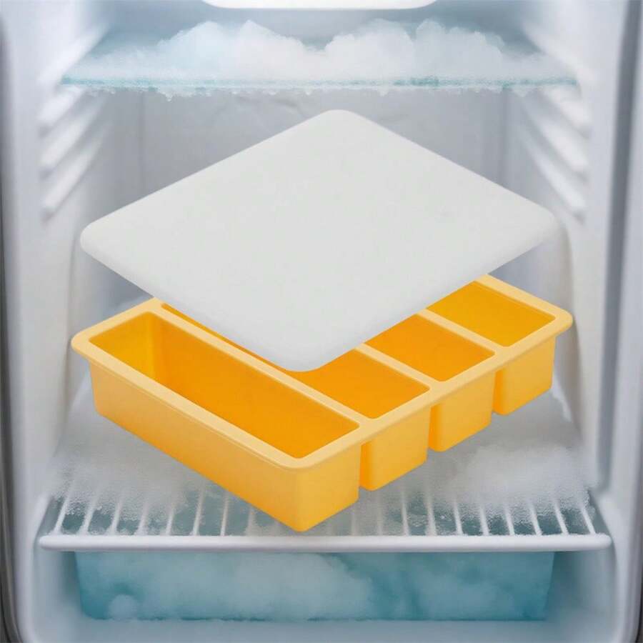 Elevate Your Drink Game With Silicone Ice Cube Tray For Big Blocks Of Fun - 黃色 - 查看 1