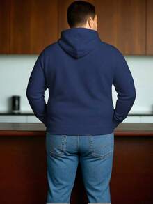Men Plus Size Sweatshirts - Navy Blue - View 2