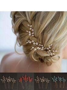 3件套女士手工仿珍珠发夹套装，新娘头饰，适合婚礼、派对、聚会、情人节等场合佩戴