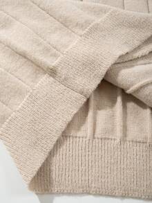 休闲宽松纯色落肩长袖圆领纽扣开衫男女通用毛衣，适合春、秋、冬季穿着。 - 棕色 - 查看 9