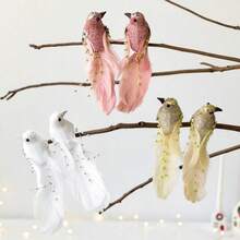 1件/2件，圣诞节，万圣节，人造羽毛鸟花园装饰，人造泡沫鸟凤凰孔雀景观，仿生工艺鸽子装饰，客厅花园家居装饰，庭院鸟，多场景适用人造鸟雕像，圣诞树装饰 - 彩色 - 查看 4