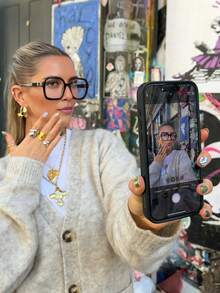 Senya 女士 V 领长袖针织开衫，宽松休闲口袋毛衣，日常通勤百搭简约针织外套 - 淺灰色 - 查看 2