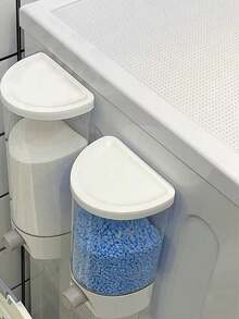 1pc Odorless Clear Plastic Laundry Gel Bead Dispenser - Push To Open, Moisture Resistant Hole-Free Home Storage Container, Laundry Fragrance Bead Organizer, Large Capacity Sealed Dispenser With Measuring Cups For Detergents, Dryer Sheets, Bath & Shower Products And Personal Care Products, Efficiently Organize Laundry Room, Bathroom Storage