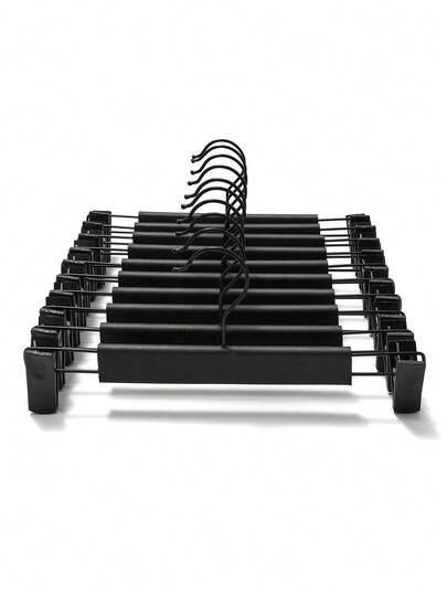 1pc/5pcs/10pcs Set Minimalist Pants Hangers, Clips, Fashionable Black, Suitable For Women's Yoga Pants, Leggings, Socks And Trousers. Also Suitable For Men's Formal Pants, Casual Pants, Jeans And Sportswear.