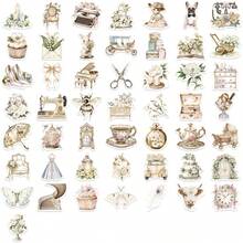 50PCS White Art Retro Stickers Vinyl Stickers Scrapbook, Journaling, Laptop, Bumper, Skateboard, Water Bottles, Computer, Phone, Cartoon, Hard Hat, Car Stickers And Decals - Multicolor - View 3