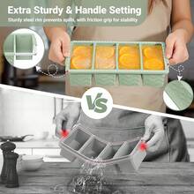 Silicone Freezer Molds For Soup With Lid, 1-Cup & 2-Cup Large Ice Cube Trays Food Storage Containers For Meal Prep, Freeze 250mL/125mL Portions – 2 Pack - 綠色 - 查看 6