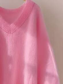 Loose, Soft, Sweet & Slouchy Knitted Sweater Cardigan - Pink - View 5