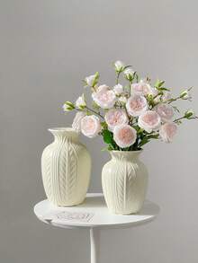 1 Bình hoa nhựa giả gốm chống vỡ, trang trí nhà tối giản hiện đại, thiết kế hình trụ có họa tiết sọc trắng, bình hoa trang trí đa năng thanh lịch cho đám cưới, văn phòng, trưng bày theo mùa, sử dụng trong nhà/ngoài trời quanh năm - Nhiều màu - Xem 11