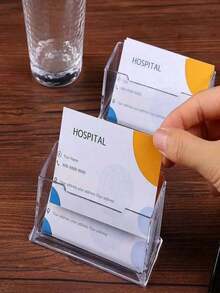 1pc Acrylic Transparent Desktop Business Card Holder, Clear Layered Card Storage Box, Plastic Made Small Card Organizer, Suitable For Storing Business Cards, Place Cards, Cards In Various Occasions, Exhibitions, Daily Use