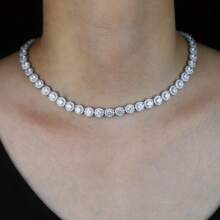 1pc Hip-Hop Style Diamante Linked Chain Necklace, Unisex Daily Accessories