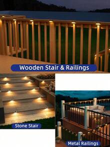 4pcs Outdoor Solar Deck Step Light, IP65 Waterproof Solar Deck Light, Solar Fence Light, Solar Step Lights Led Solar Powered Lights, Used For Outdoor Stairs, Fences, Gardens, Balconies, Yards, Terraces, And Channel Decoration - Warm White LED Light, Thanksgiving Gift