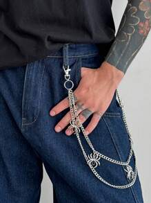 1 pieza Cadena de pantalón con colgante de araña minimalista de estilo punk, joyería de encanto de hip hop para hombres para decoración de pantalones, regalo de Halloween