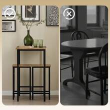 SoBuy OGT10-PF, Bar Set-1 Bar Table And 2 Stools, Home Kitchen Breakfast Bar Set Furniture Dining Set - Brown - View 10