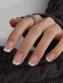150 piezas de puntas de uñas francesas rectangulares rosas, uñas postizas de gel suave estilo francés, set de arte de uñas DIY, 15 tamaños adecuados para mujeres, simple & versátil - Rosa vieja - Ver 5