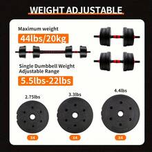 Quick Adjustable 44LBS Dumbbell Set, Free Weights Dumbbells, 3 In1 Weight Set, Space-Saving Home Gym Equipment, Ideal For Full Body Workouts, Strength Training, And Fitness For Men & Women - màu đen - Xem 8