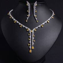 3pcs Silver-Tone Multicolor Women Jewelry Set - Earrings, Necklace, Suitable For Ladies/Brides/Bridesmaids, Festivals, Parties, Weddings, Banquets, Fashion Jewelry Gift Set