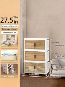 3layer  Plastic Storage Bins With Lid, Stackable Storage Containers With Wheels, Folding Storage Boxes, Stackable Storage Bins, Closet Organizers And Storage For Living Room,Office,Dorm - White - View 16