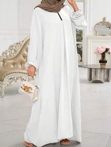 1 Set New Classic Versatile Muslim Abaya Shawl, Suitable For Any Occasion, Available In Multiple Colors, Hijab Included - Multicolor - View 29