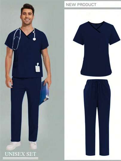 Conjunto de uniforme de manga corta para enfermero/médico, atuendo para veterinario y cuidador