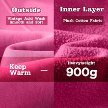 FAIABLE Mens Hoodies Oversized Unisex Wash Hoodie Heavyweight Fleece Vintage Cotton Sweatshirt Men Women Streetwear - Đỏ - Xem 11