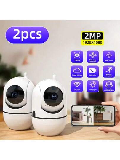 1080P 360° Pan/Tilt Wi Fi Slimme Home Security Camera, Baby Monitor Pet Camera Security, 2.4GHz Fi, One Key Talk, Motion Tracking, Infrared Night Vision, Two Way Audio, Indoor/Outdoor view 11