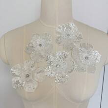 5 件 3D 蕾丝串珠缝纫花，用于装饰衣服、鞋子和帽子