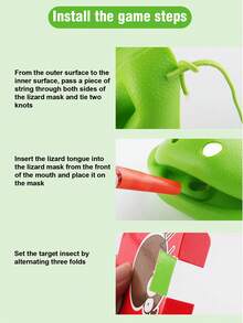 1 Set Frog Tongue Toy, Supports 2-4 Player Interaction, Includes Frog Mouth Lizard Mask, Greedy Chameleon Musical Instrument Creative Props, Wedding Blow Card Board Game, Wedding Toys And Annual Party Interactive Props, Team Building And Expansion Activity Supplies, Fun Masks. - Multicolor - View 11