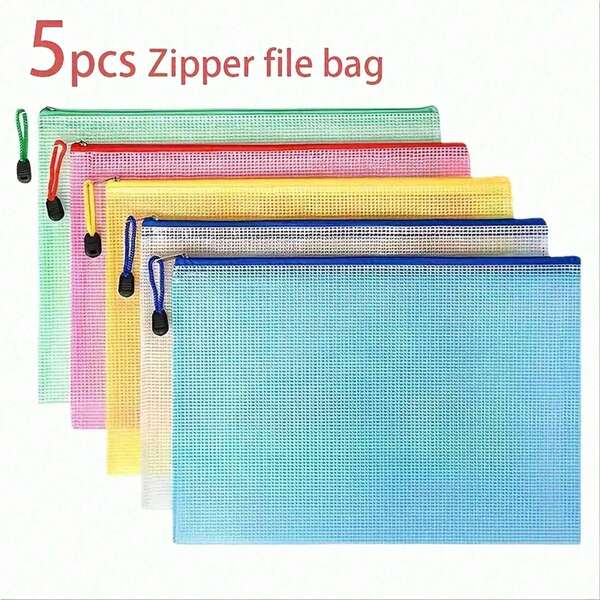 1/5/10 Zippered Pockets For Sorting And Storage - Great For Cross Stitch, Educational Games, Travel, School, Board Games And Office Supplies - Letter Size A4, Random Colors And Styles