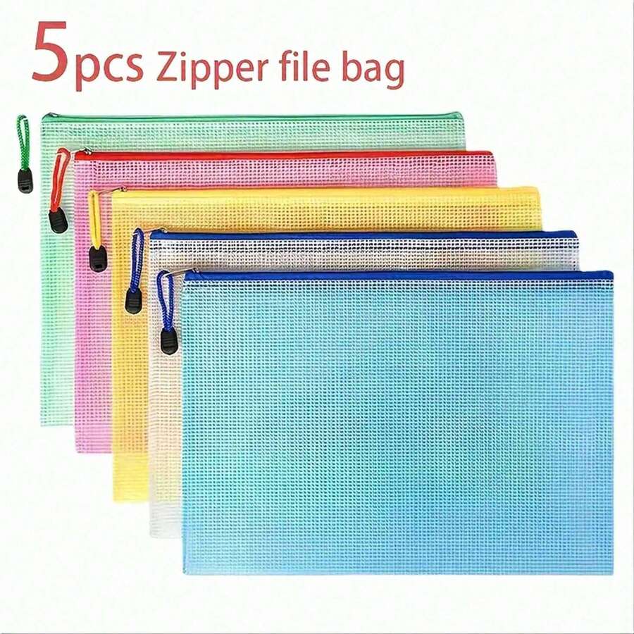1/5/10 Zippered Pockets For Sorting And Storage - Great For Cross Stitch, Educational Games, Travel, School, Board Games And Office Supplies - Letter Size A4, Random Colors And Styles